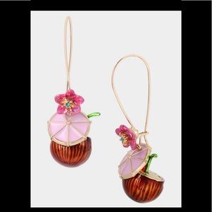 Betsy Johnson ISLAND TIME COCONUT EARRINGS PINK